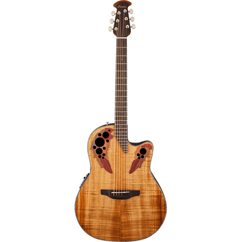 Ovation Celebrity Elite Plus Series CE44P Mid-Depth Acoustic/Electric Guitar (Figured Koa Top, Natural)