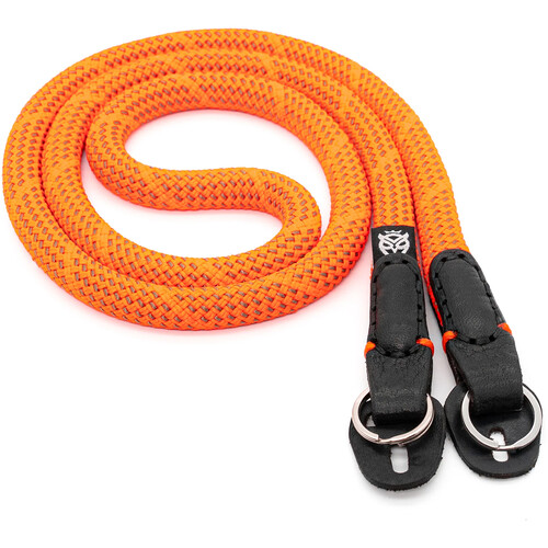 Owlkrown 55" Classic Round Rope Camera Strap (Pixel Orange, Polished Split Ring)