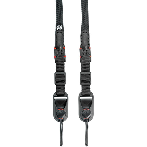 Owlkrown 32-58" TrailFlex Adjustable Camera Strap (Black with Red Accent, Quick Release Attachment)