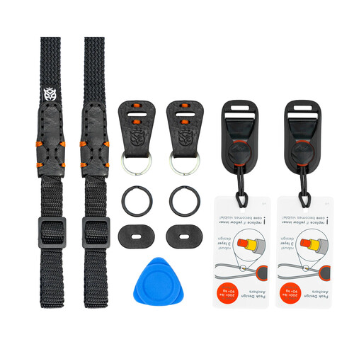 Owlkrown 32-58" TrailFlex Adjustable Camera Strap (Blue, Multi-Attachment Bundle)