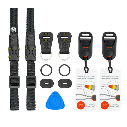 Owlkrown 32-58" TrailFlex Adjustable Camera Strap (Monochrome, Multi-Attachment Bundle)