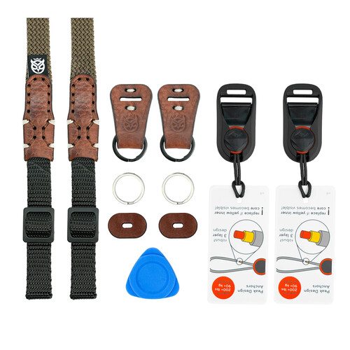 Owlkrown 32-58" TrailFlex Adjustable Camera Strap (Outback, Multi-Attachment Bundle)