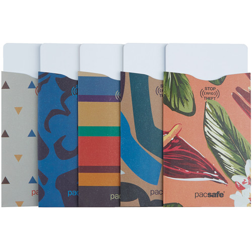 Pacsafe RFIDsleeve 25 RFID-Blocking Credit Card Sleeve (5-Pack, Tropical)