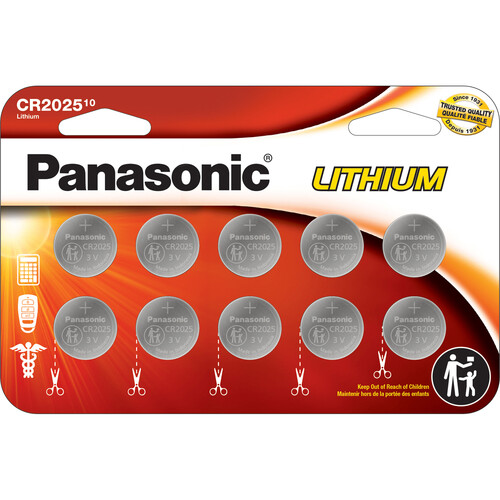 Panasonic CR2025 Lithium Coin Battery (10-Pack-Wide)