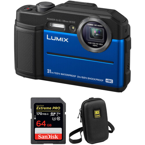 Panasonic DC-TS7 Digital Camera with Accessories Kit (Blue)