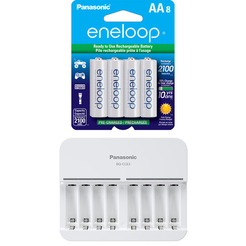 Panasonic eneloop Rechargeable Ni-MH Batteries with Charger (8 AA Batteries)