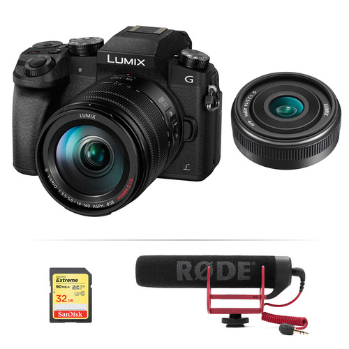 Panasonic Lumix DMC-G7 Mirrorless Micro Four Thirds Digital Camera with 14-140mm and 14mm Lenses Kit (Black)