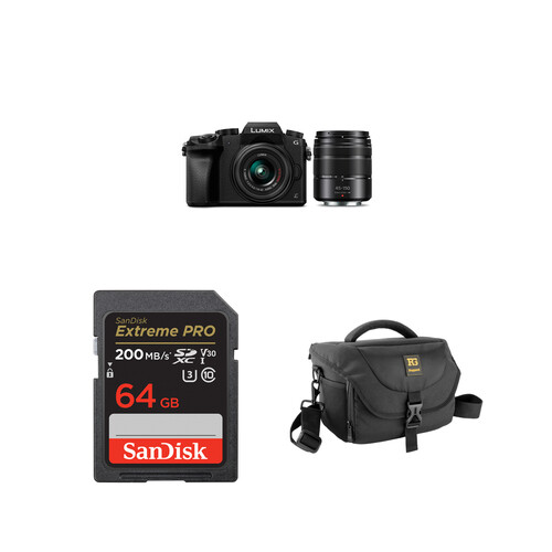 Panasonic Lumix G7 Mirrorless Camera, Two Lenses, Memory Card & Camera Bag Kit