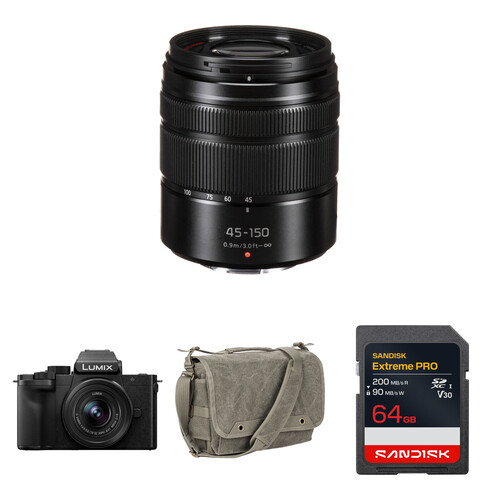 Panasonic LUMIX G100D Mirrorless Camera with 12-32mm f/3.5-5.6 and 45-150mm f//4-5.6 Lenses and Basic Bundle (Black)