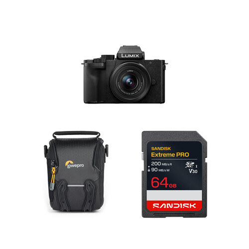 Panasonic LUMIX G100D Mirrorless Camera with 12-32mm f/3.5-5.6 Lens and Basic Bundle