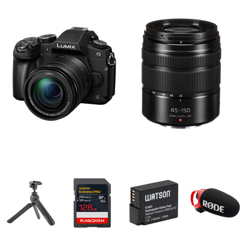 Panasonic LUMIX G85 Mirrorless Camera with 12-60mm f/3.5-5.6 and 45-150mm f/4-5.6 Lenses and Content Creation Kit (Black)