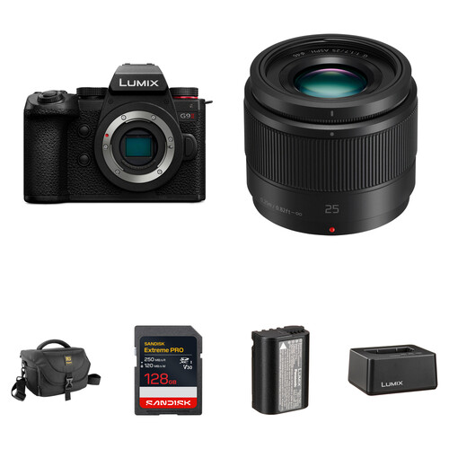 Panasonic LUMIX G9 II Mirrorless Camera with 25mm f/1.7 Lens and Essentials+ Kit (Black)