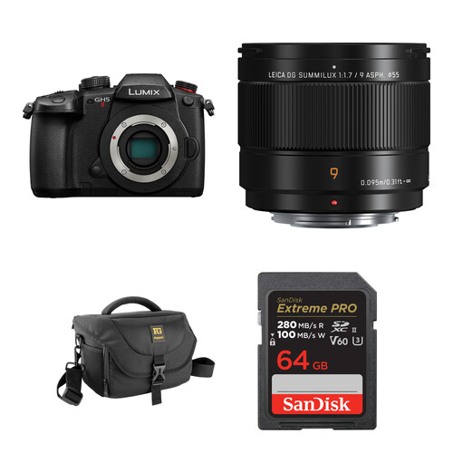 Panasonic LUMIX GH5 II Mirrorless Camera with 9mm f/1.7 Lens and Basic Bundle (Black)