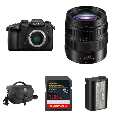 Panasonic LUMIX GH5 II Mirrorless Camera with 12-35mm f/2.8 Lens and Essentials+ Kit (Black)