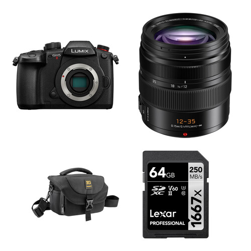 Panasonic LUMIX GH5 II Mirrorless Camera with 12-35mm f/2.8 Lens and Basic Bundle (Black)