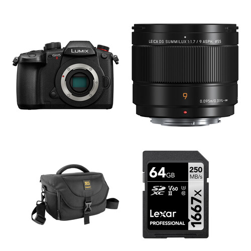 Panasonic LUMIX GH5 II Mirrorless Camera with 9mm f/1.7 Lens and Basic Bundle (Black)