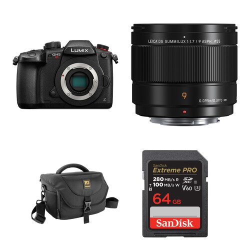 Panasonic Lumix GH5S Mirrorless Camera with 9mm f/1.7 Lens and Basic Bundle (Black)