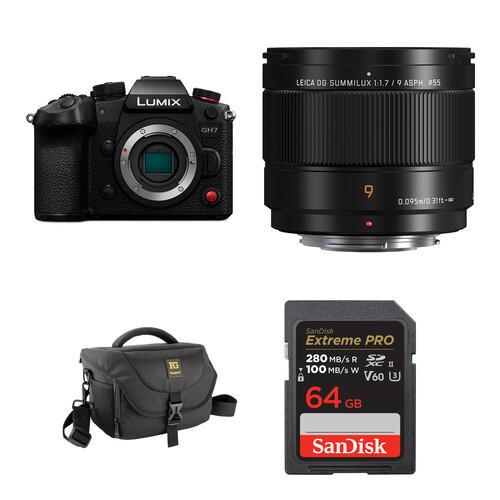 Panasonic LUMIX GH7 Mirrorless Camera with 9mm f/1.7 Lens and Basic Bundle (Black)