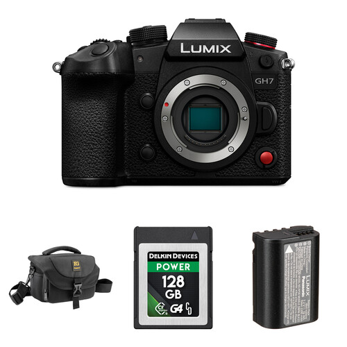 Panasonic LUMIX GH7 Mirrorless Camera with Essentials+ Kit (Black)