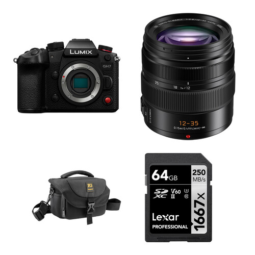 Panasonic LUMIX GH7 Mirrorless Camera with 12-35mm f/2.8 Lens and Basic Bundle (Black)