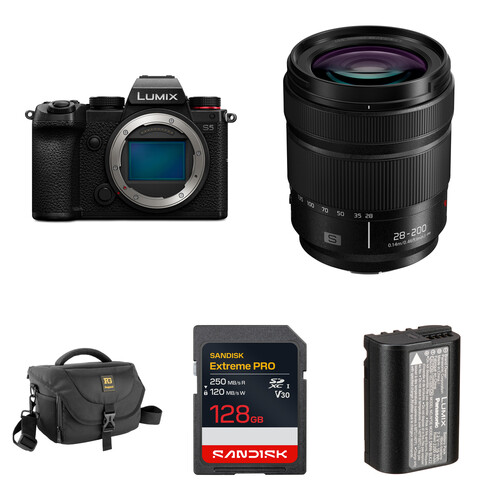 Panasonic LUMIX S5 Mirrorless Camera with 28-200mm f/4-7.1 Lens and Essentials+ Kit