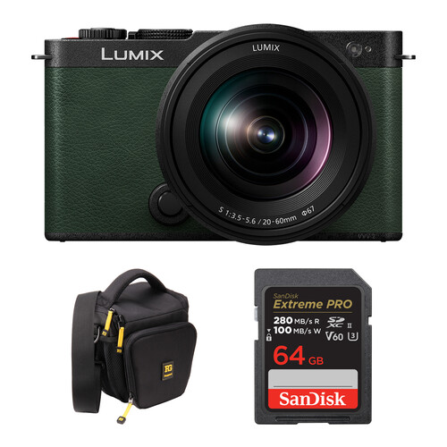 Panasonic Lumix S9 Mirrorless Camera with 20-60mm f/3.5-5.6 Lens and Basic Bundle (Dark Olive)