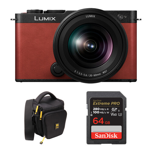Panasonic Lumix S9 Mirrorless Camera with 20-60mm f/3.5-5.6 Lens and Basic Bundle (Crimson Red)