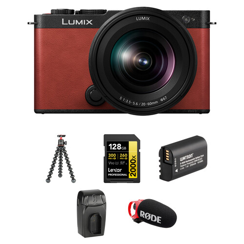 Panasonic Lumix S9 Mirrorless Camera with 20-60mm f/3.5-5.6 Lens and Content Creation Kit (Crimson Red)