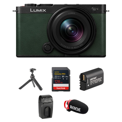 Panasonic LUMIX S9 Mirrorless Camera with 18-40mm f/4.5-6.3 Lens with Content Creation Kit (Dark Olive)
