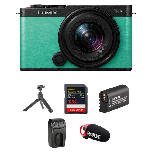 Panasonic LUMIX S9 Mirrorless Camera with 18-40mm f/4.5-6.3 Lens with Content Creation Kit (Mint Green)