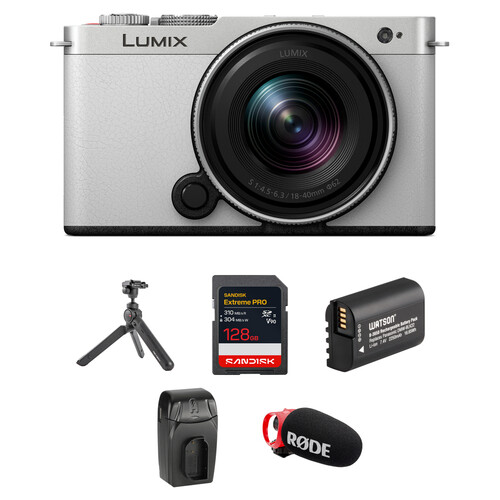 Panasonic LUMIX S9 Mirrorless Camera with 18-40mm f/4.5-6.3 Lens and Content Creation Kit (White/Silver)