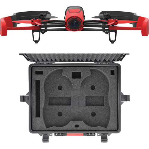 Parrot BeBop Drone Quadcopter with Wheeled Hard Case Bundle (Red)