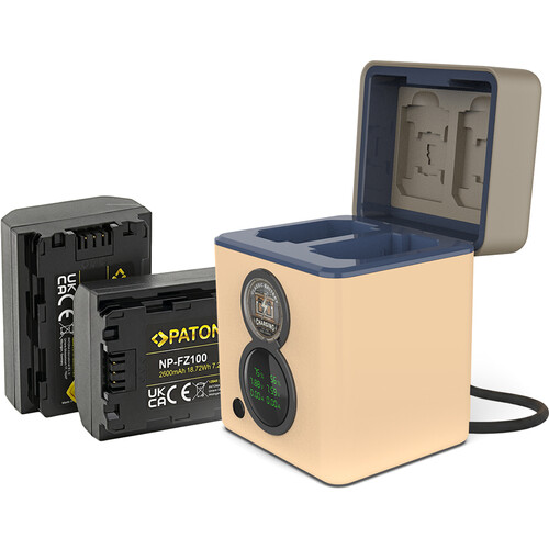 PATONA PROTECT Retro Dual Charger Box with 2 NP-FZ100 Batteries