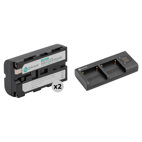 Pawa 2 x L-Series NP-F550 Batteries & Slim Dual Charger Kit