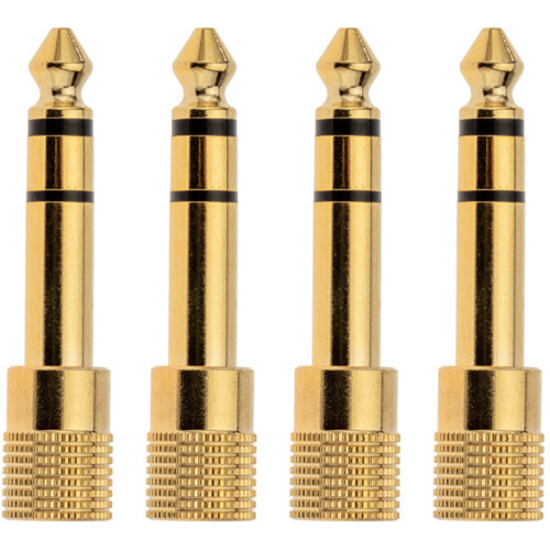 Pearstone AMP-4 Gold-Plated Stereo 3.5mm to 1/4" Headphone Adapter (4-Pack)