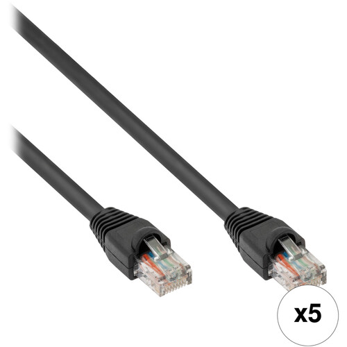 Pearstone Cat 5e Snagless Patch Cable (3', 5-Pack, Black)