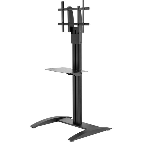 Peerless-AV SmartMount Flat Panel Floor Stand for 32-75" Displays (Black, with Metal Shelf)