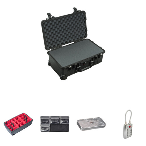Pelican 1510 Carry-On Case with Foam Set and Accessory Kit (Black)