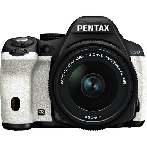 Pentax K-50 Digital SLR Camera with 18-55mm f/3.5-5.6 Lens (Black/White)