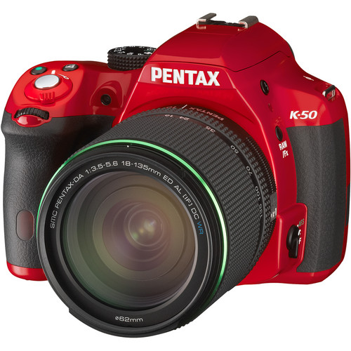 Pentax K-50 DSLR Camera with 18-135mm Lens (Red) 11008 B&H Photo