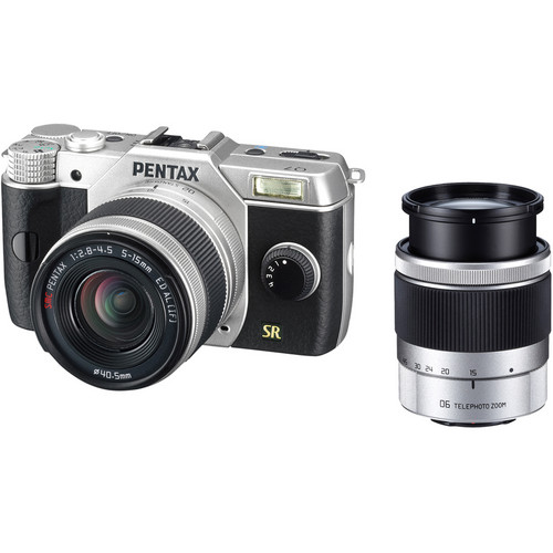 Pentax Q7 Compact Mirrorless Camera with 5-15mm and 15-45mm Lenses (Silver)