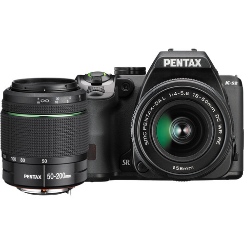 Pentax K-S2 DSLR Camera with 18-50mm & 50-200mm Lenses (Black)