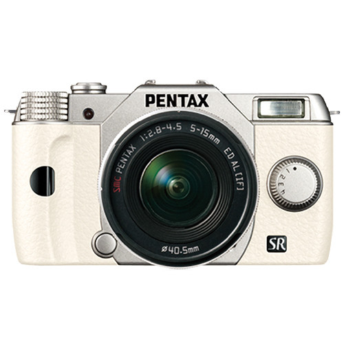 Pentax Q10 Compact Mirrorless Camera with 5-15mm Lens (Silver / White)