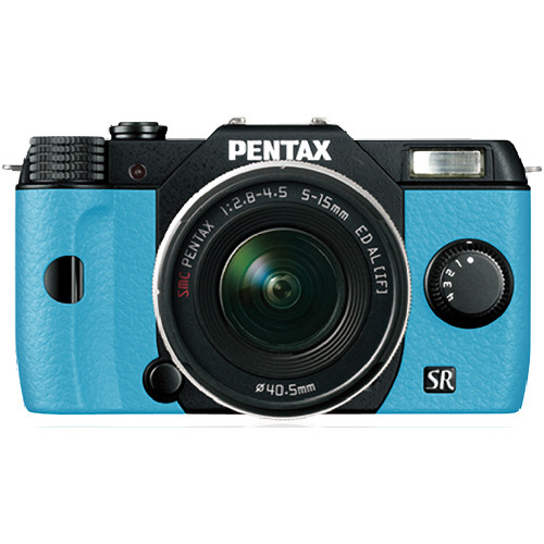 Pentax Q10 Compact Mirrorless Camera with 5-15mm Lens (Black / Aqua)