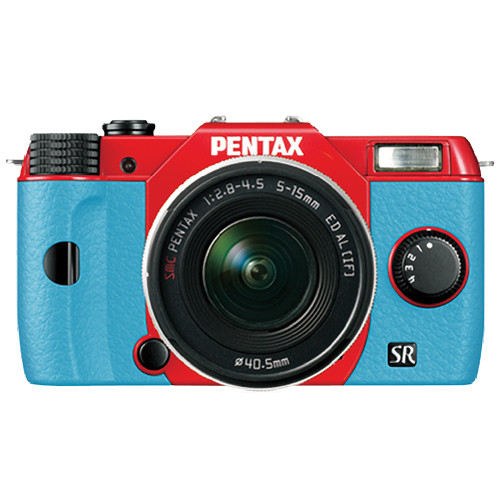Pentax Q10 Compact Mirrorless Camera with 5-15mm Lens (Red / Aqua)