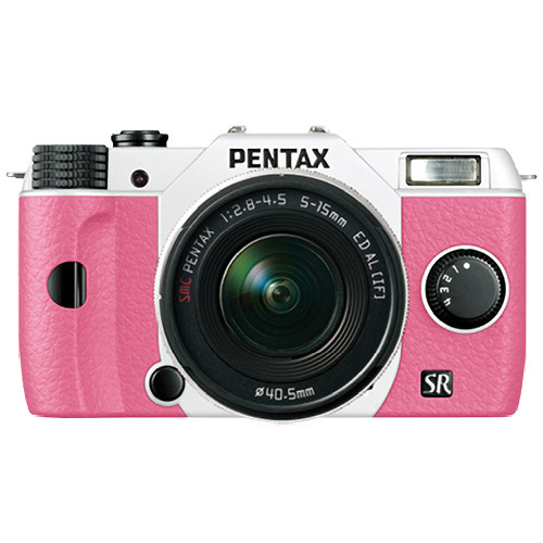 Pentax Q10 Compact Mirrorless Camera with 5-15mm Lens (White / Pink)
