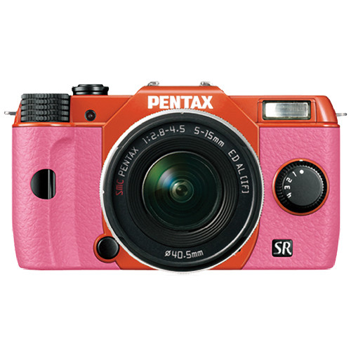 Pentax Q10 Compact Mirrorless Camera with 5-15mm Lens (Orange / Pink)