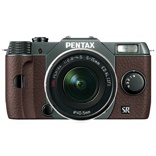 Pentax Q10 Compact Mirrorless Camera with 5-15mm Lens (Olive Green / Brown)