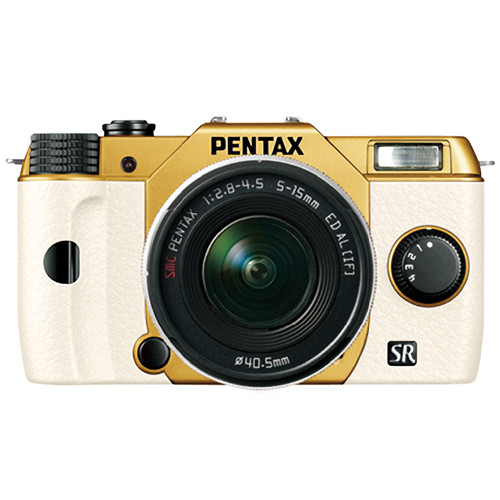 Pentax Q10 Compact Mirrorless Camera with 5-15mm Lens (Gold / White)