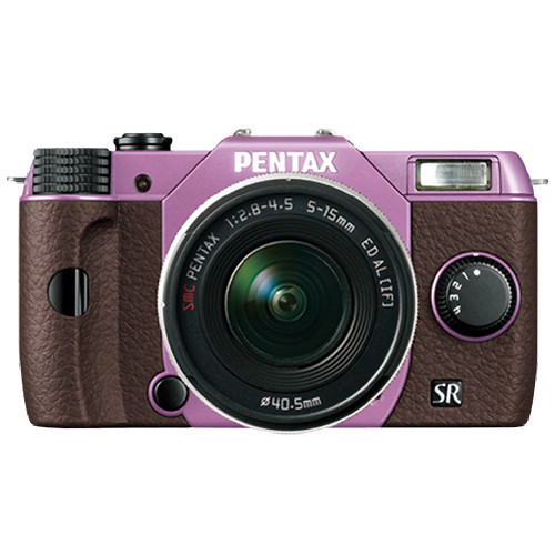 Pentax Q10 Compact Mirrorless Camera with 5-15mm Lens (Lilac / Brown)